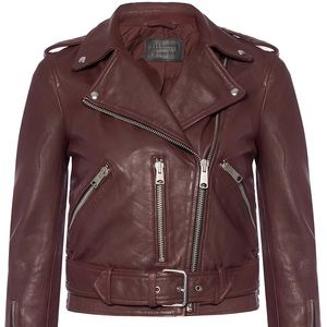 All Saints Balfern authentic leather jacket- Burgundy